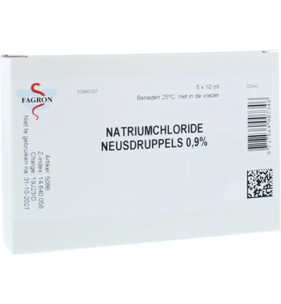 Fagron Natriumchloride neusdruppels 0.9% 10ml (5 stuks)