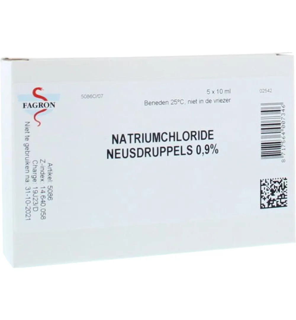 Fagron Natriumchloride neusdruppels 0.9% 10ml (5 stuks)