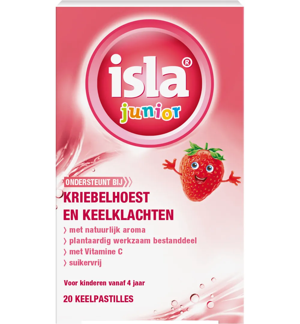 Isla Junior keelpastilles aardbei (20 tabletten)
