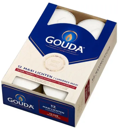 Gouda Maxi Waxinelicht 10 Uur Wit (12 stuks)