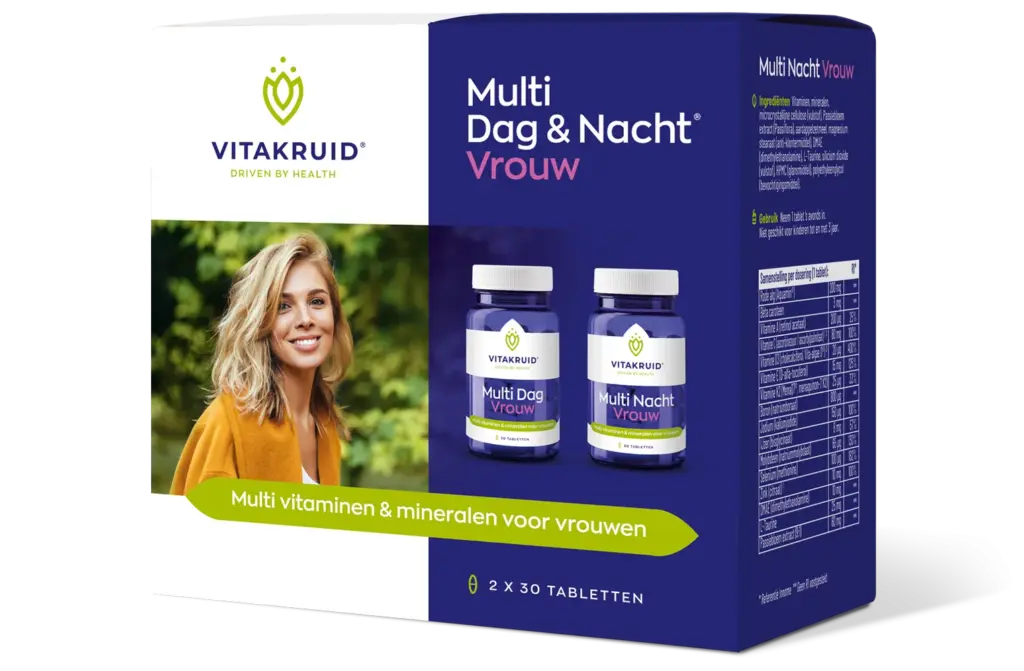 Vitakruid Multi Dag & Nacht Vrouw 100% Vegan (2 x 30 tabletten)