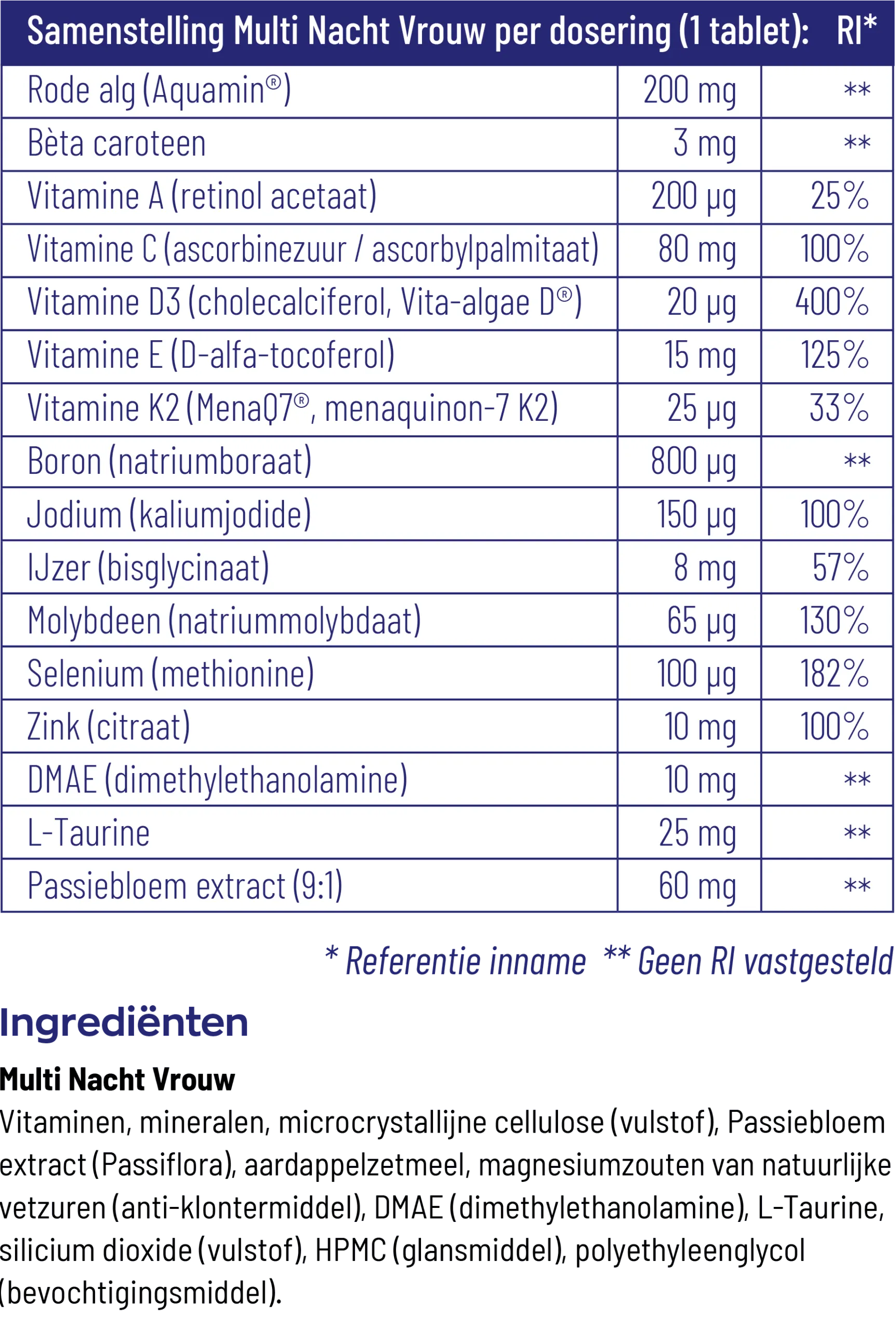 Vitakruid Multi Dag & Nacht Vrouw 100% Vegan (2 x 30 tabletten) - image 2