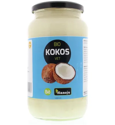 Hanoju Kokosolie Geurloos Glasfles Bio (1000 ml)