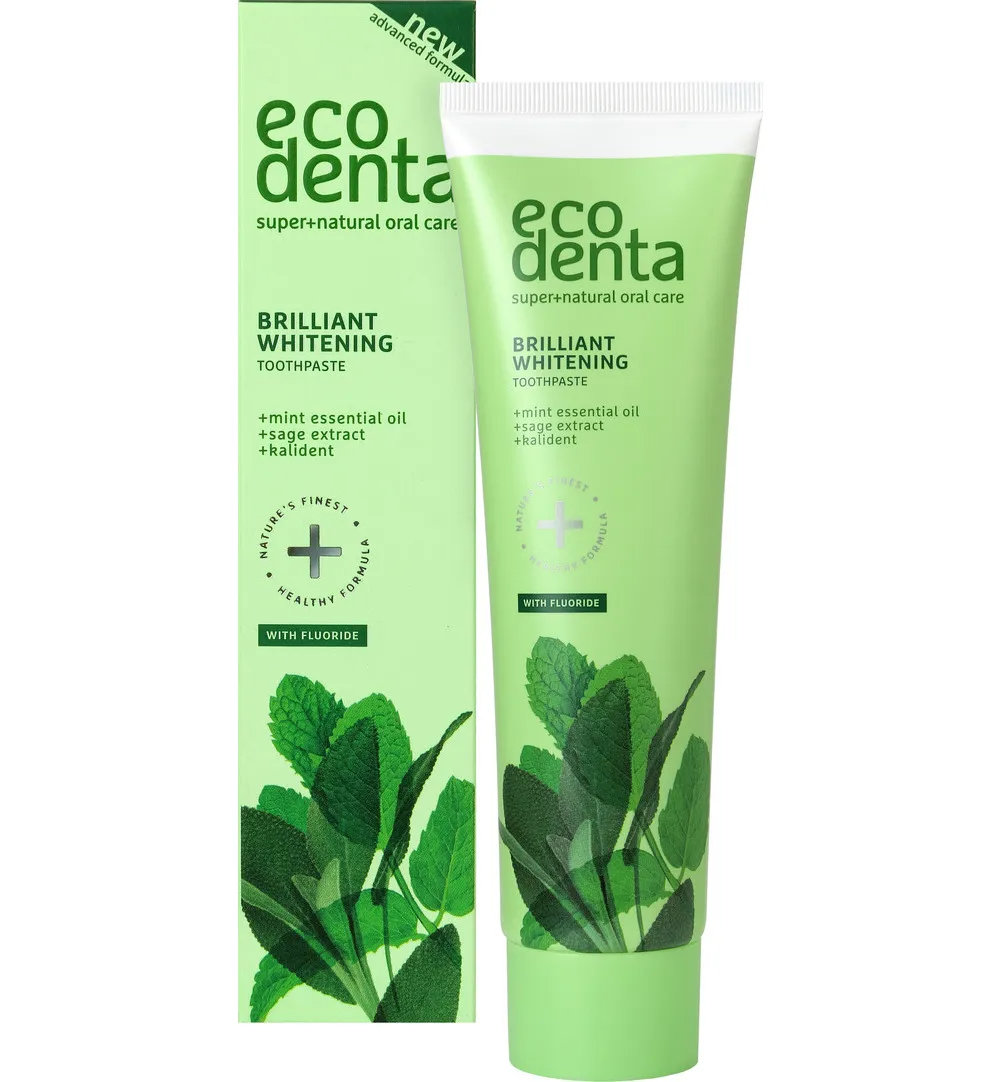 Ecodenta Tandpasta whitening muntolie en salie extract (100 ml)