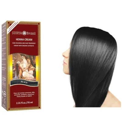 Surya Brasil Henna Haarverf Creme Zwart (70 ml)