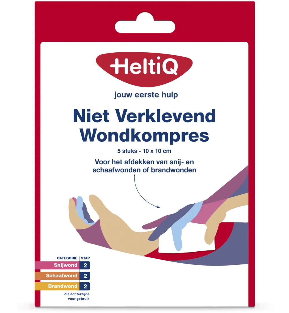 HeltiQ Niet verklevend wondkompres 10 x 10 cm (5 stuks)