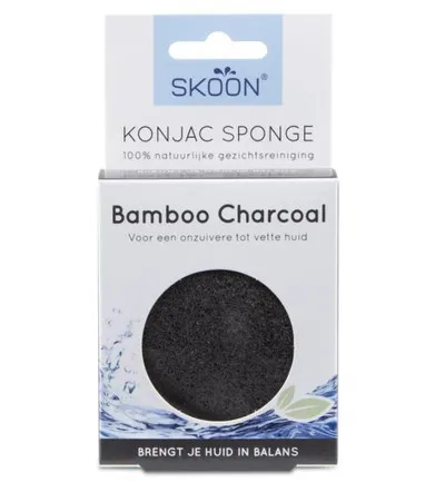 Skoon Konjac Spons Bamboo Charcoal Bio (1 stuk)