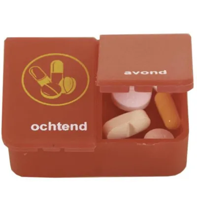 Able 2 Pillendoos 1 dag 2 vaks rood NL (1 stuk)