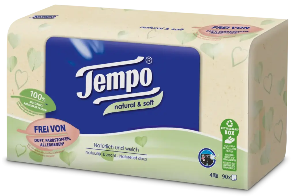 Tempo Tissue Box Natural & Soft 4-Laags (90 stuks)