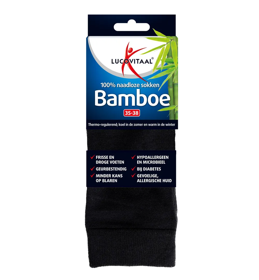 Lucovitaal Bamboe Lange Sokken Zwart 35-38 (1 paar)