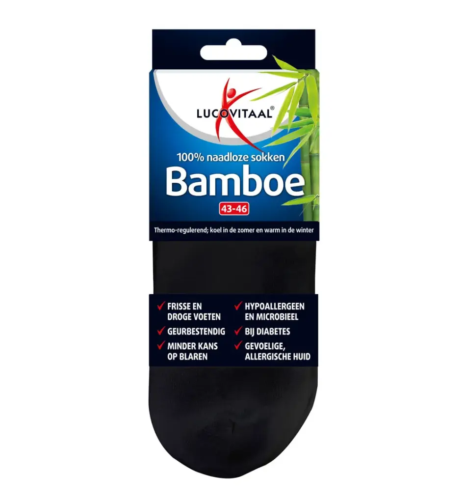 Lucovitaal Bamboe Enkelsokken Zwart 43-46 (1 paar)
