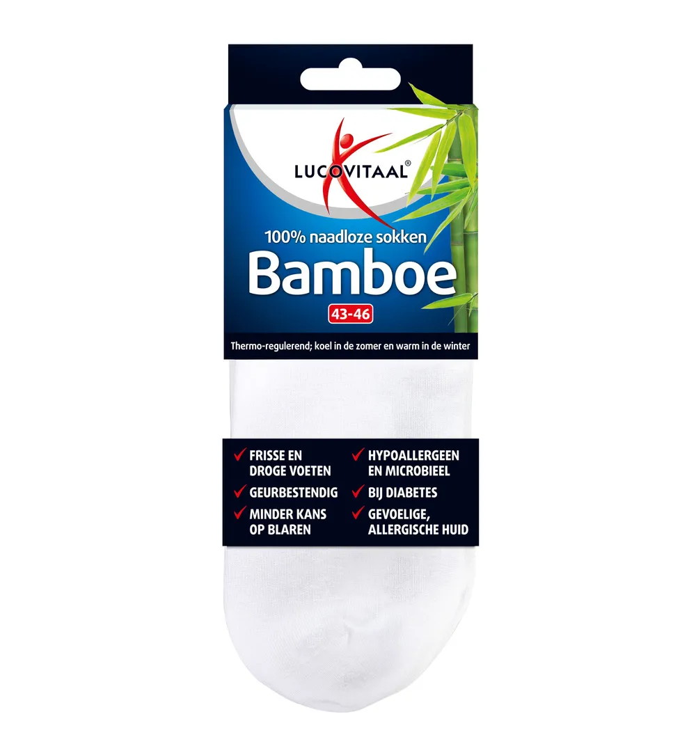 Lucovitaal Bamboe Enkelsokken Wit 43-46 (1 paar)
