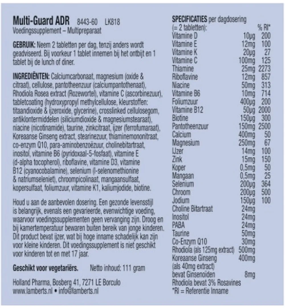 Lamberts Multi-guard ADR (60 tabletten)
