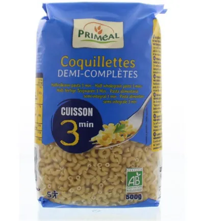 Priméal Halfvolkoren elleboogjes snelkook 3 minuut bio (500 gr)