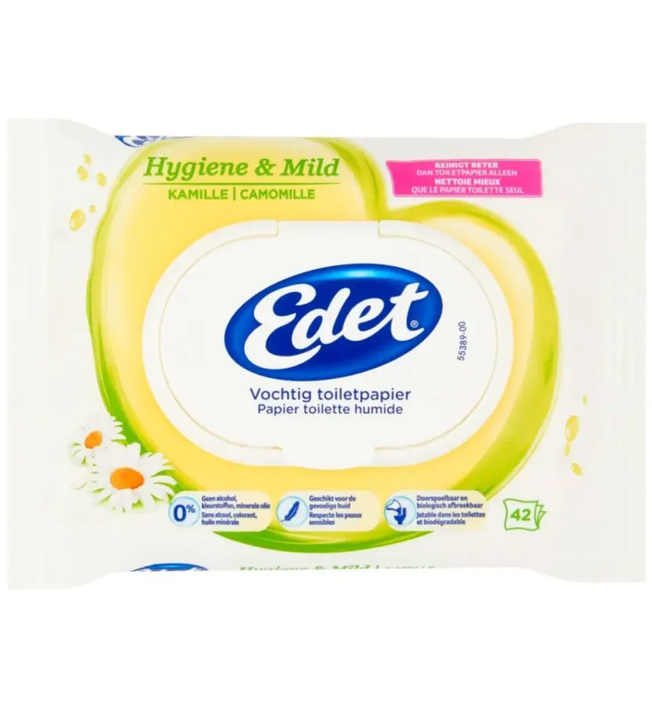 Edet Vochtig toiletpapier kamille (42 stuks)