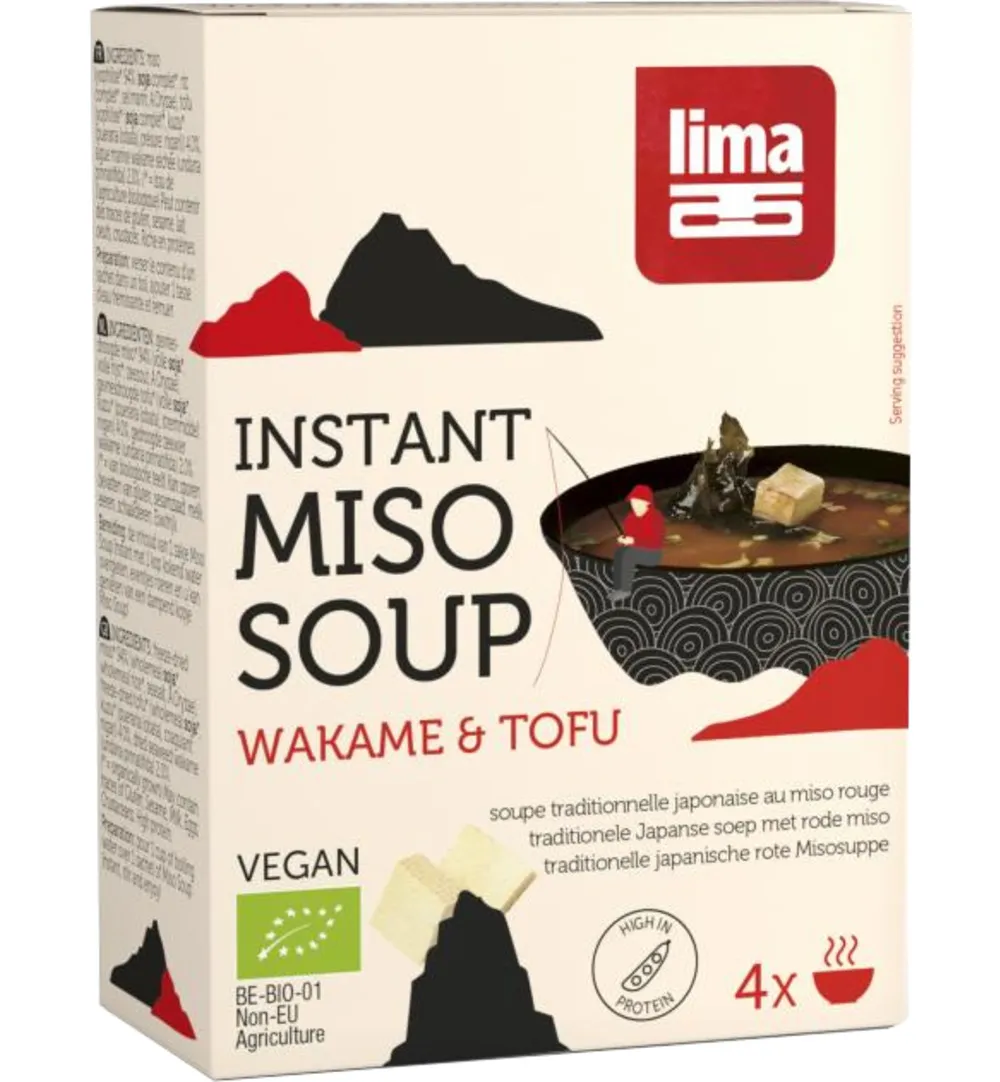 Lima Instant Miso Soep Wakame Tofu 4 X 10Gram Bio (40 gr)