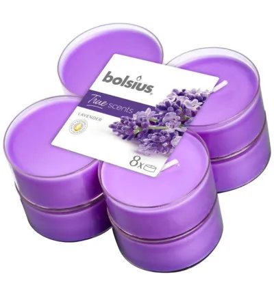 Bolsius True Scents Maxilicht Lavendel (8 stuks)