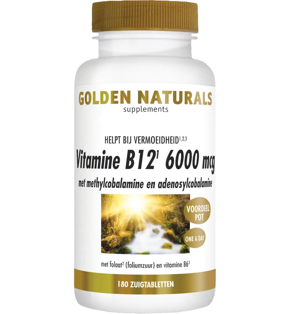 Golden Naturals Vitamine B12 6000 Mcg (180 zuigtabletten)