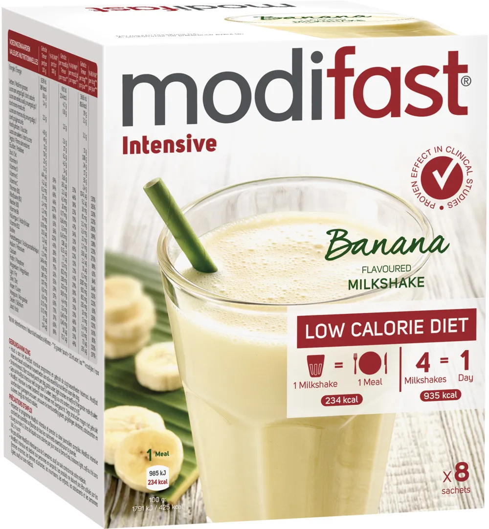 Modifast Intensive Milkshake Banaan 8 Zakjes (440 gr)