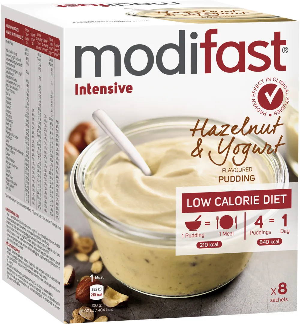 Modifast Intensive Pudding Hazelnoot & Yoghurt 8 Zakjes (416 gr)