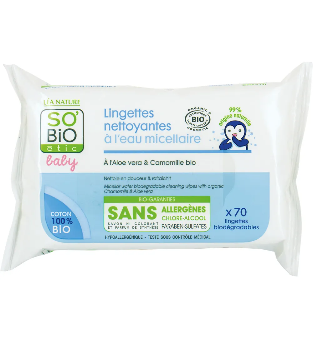 So Bio Etic Baby wipes micellair (70 stuks)
