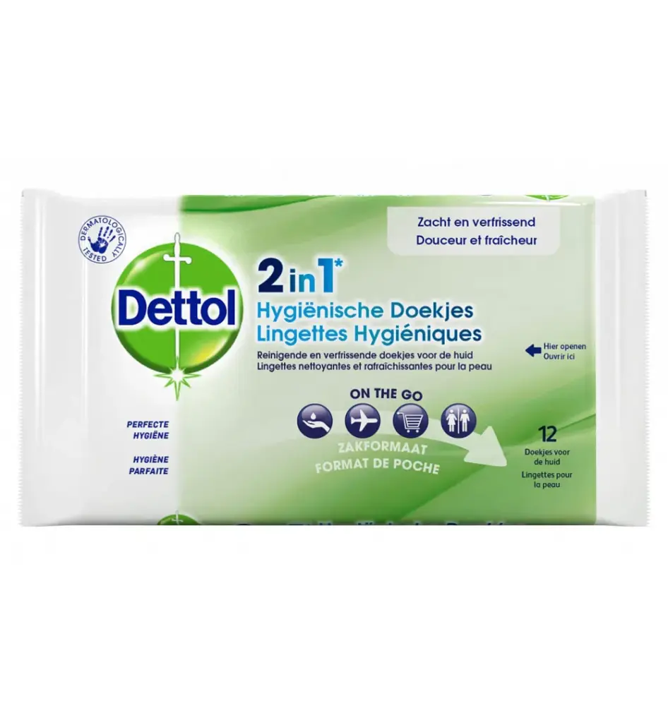 Dettol Wipes 2-in-1 (12 stuks)