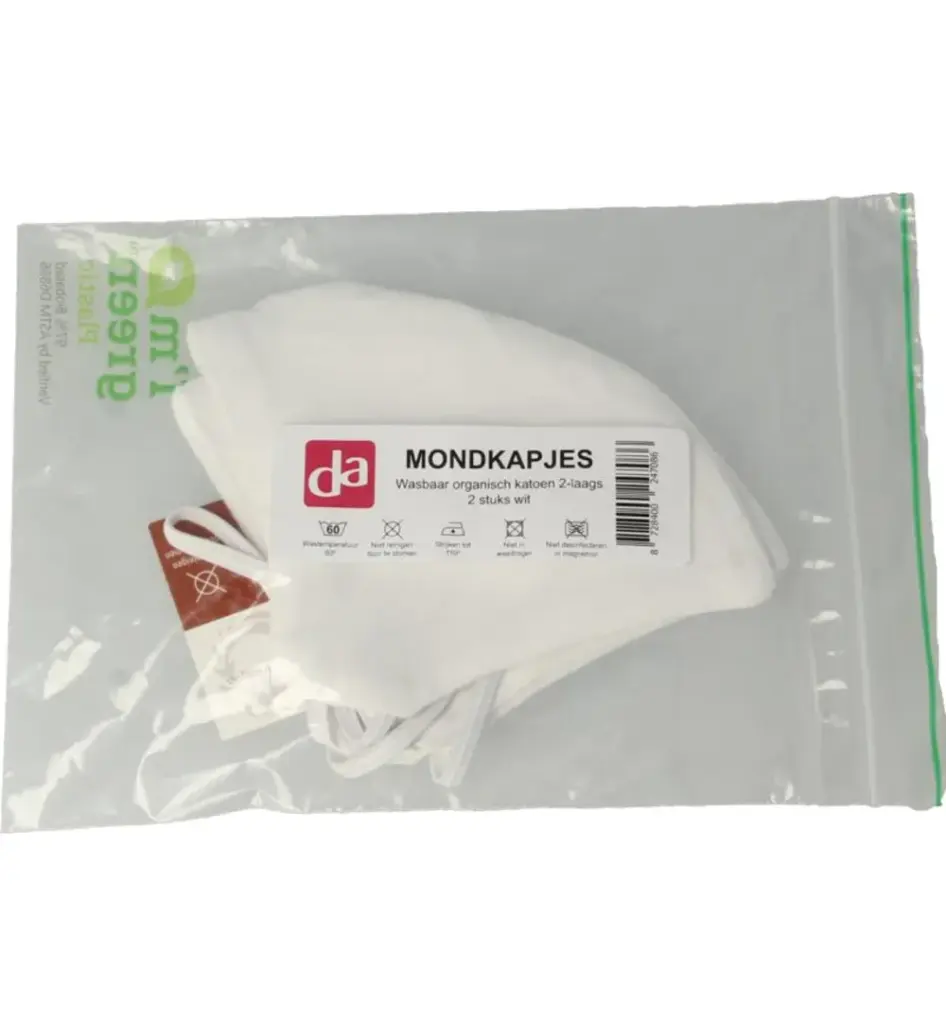 Easyessentials Mondkampje katoen 2-laags wit (2 stuks)