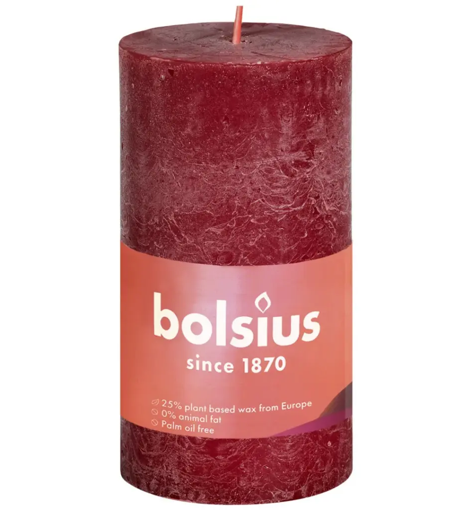 Bolsius Rustiekkaars Shine 100/50 Velvet Red (1 stuk)