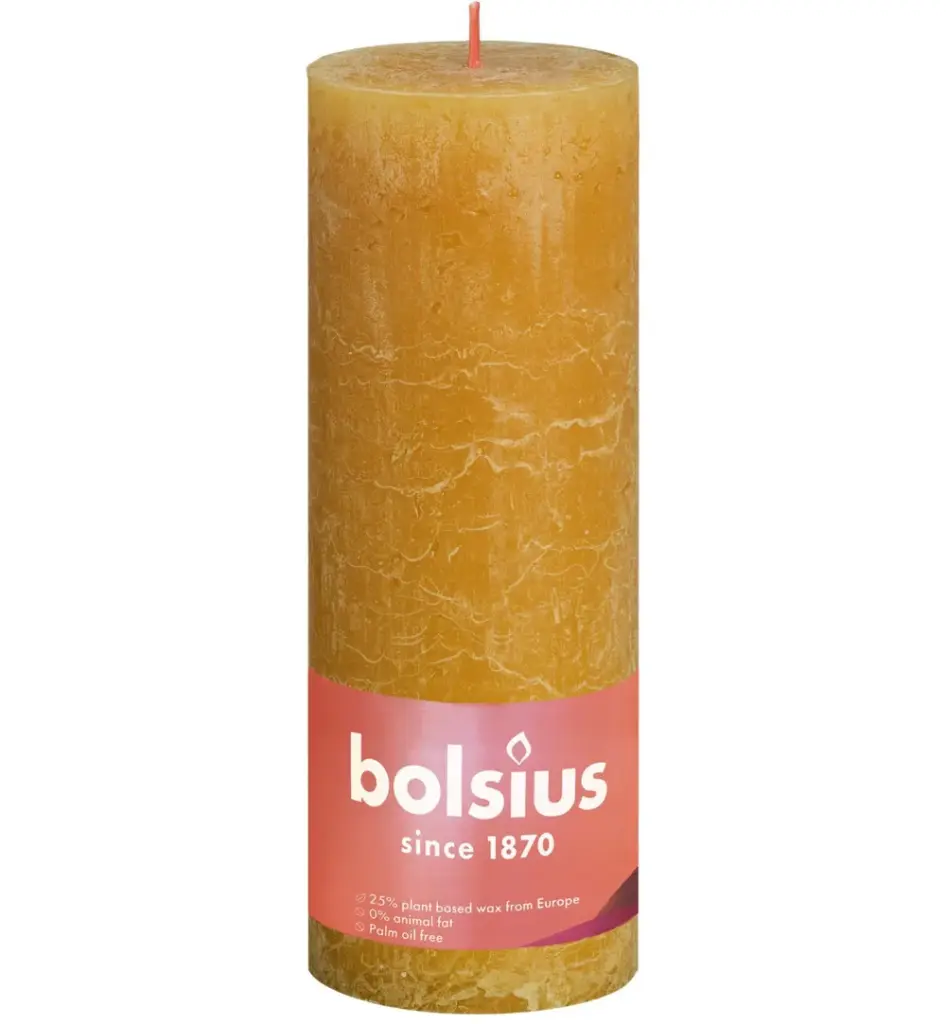 Bolsius Rustiekkaars Shine 190/68 Honeycomb Yellow (1 stuk)