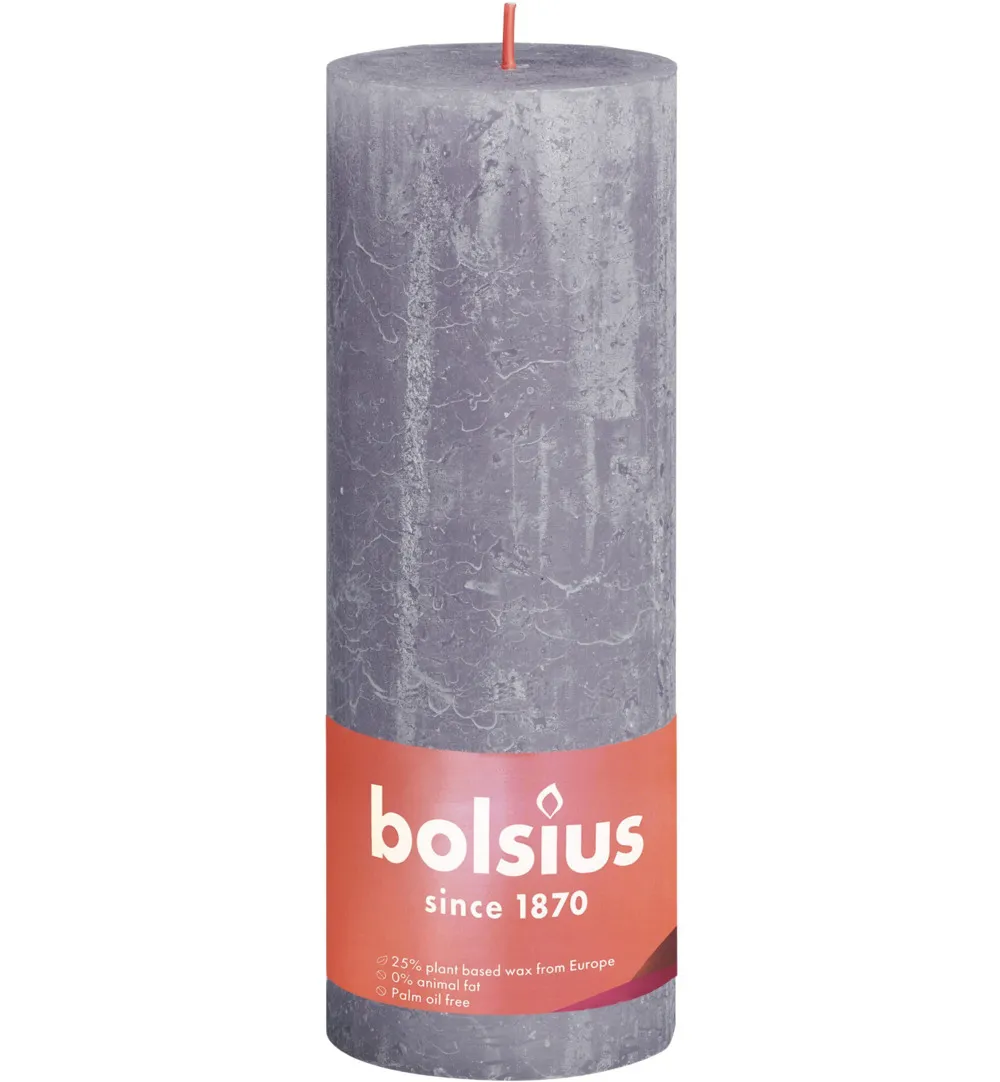 Bolsius Rustiekkaars Shine 190/68 Frosted Lavender (1 stuk)
