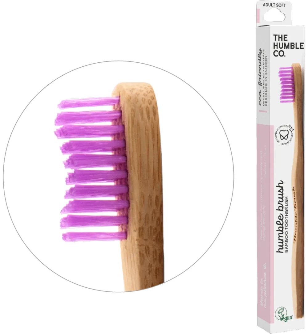 The Humble Co. Tandenborstel bamboe medium paars (1 stuk)