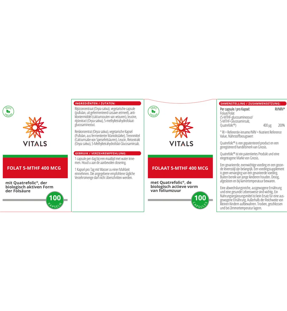 Vitals Folaat 5-MTHF 400 mcg (100 capsules) - image 3