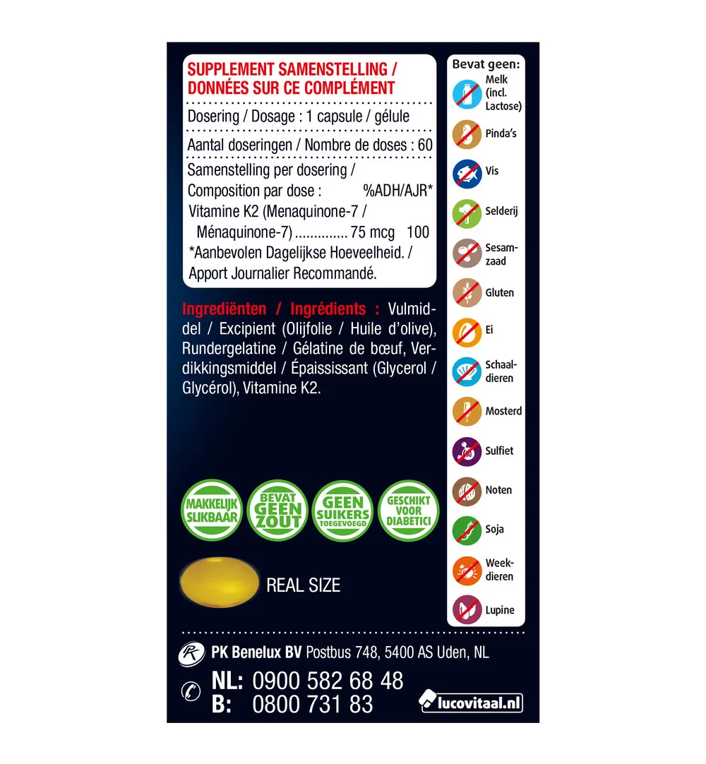 Lucovitaal Vitamine K2 75mcg (60 capsules) - image 2