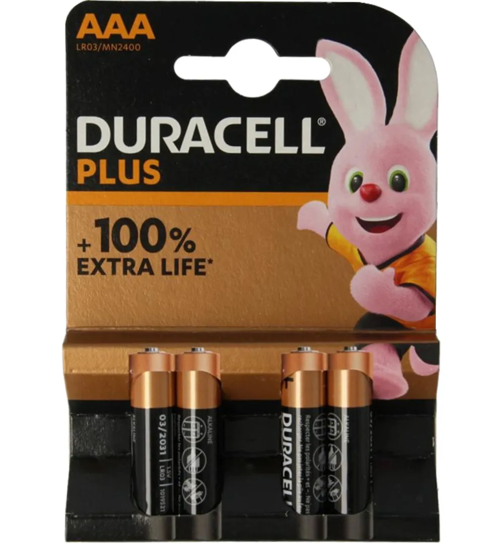 Duracell Alkaline plus AAA (4 stuks)