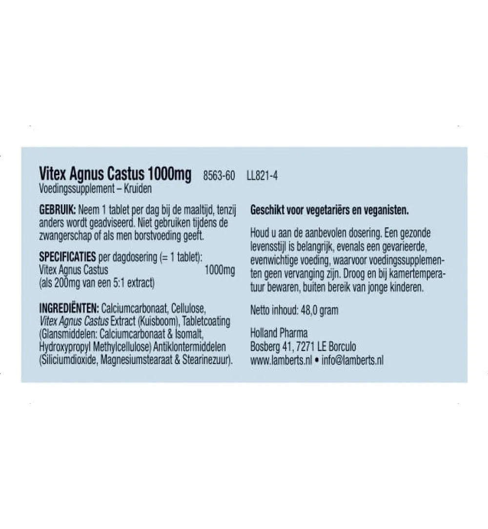 Lamberts Vitex agnus castus (60 tabletten)