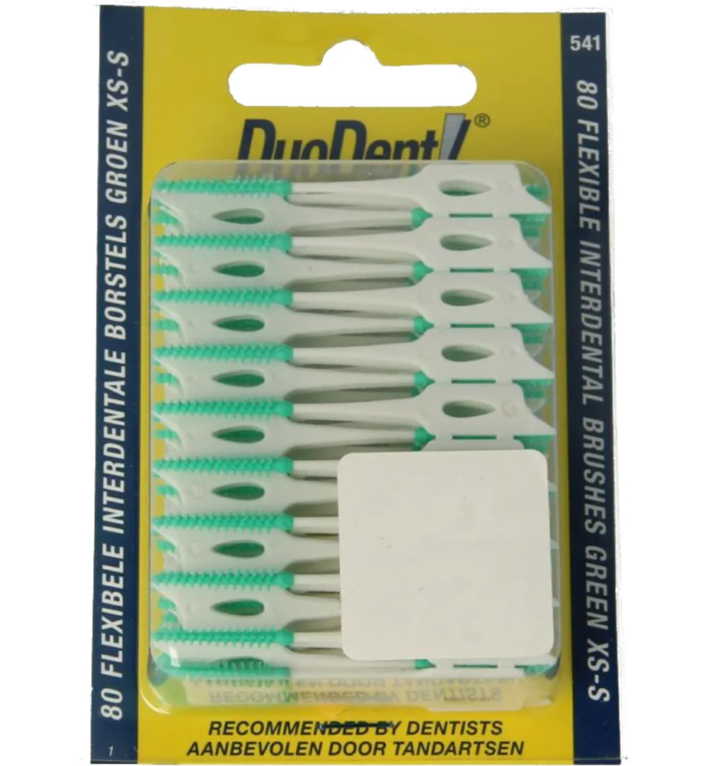 Duodent Duodent flexibele interdentale borstels xs-sgroen (80 stuks)