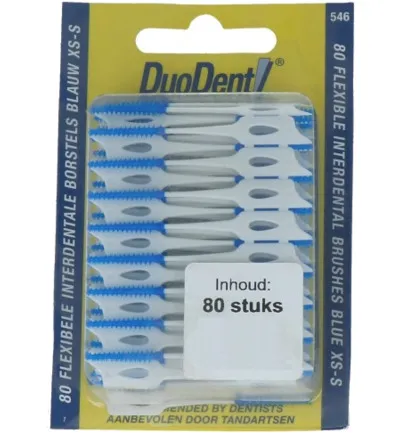 Duodent Duodent flexibele interdentale borstels xs-s blauw (80 stuks)