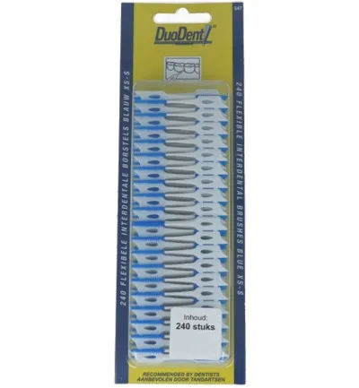 Duodent Duodent flexibele interdentale borstels xs-s blauw (240 stuks)