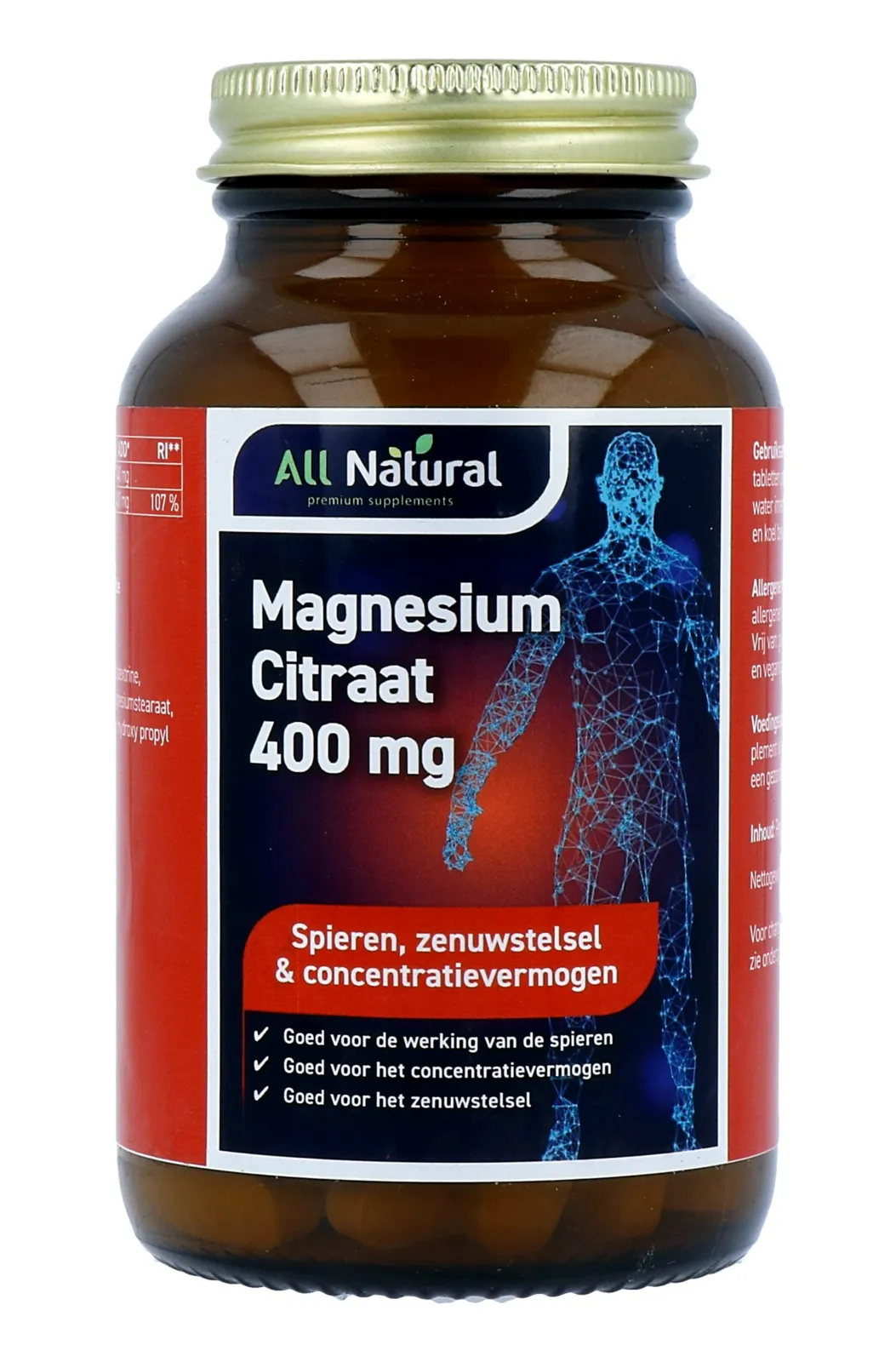 All Natural Magnesium citraat 400mg (60 tabletten)