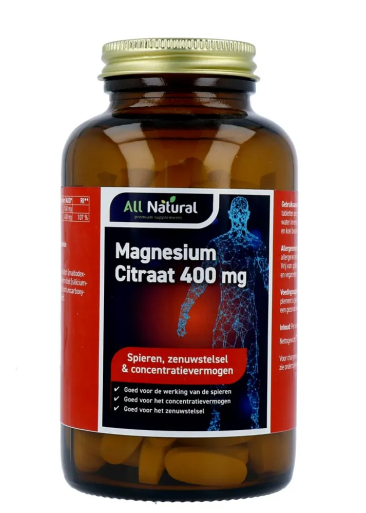 All Natural Magnesium citraat 400mg (120 tabletten)