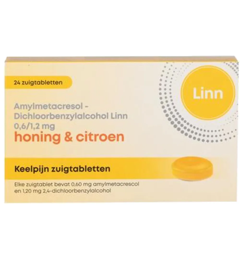 Linn Keelpijn honing & citroen (24 zuigtabletten)