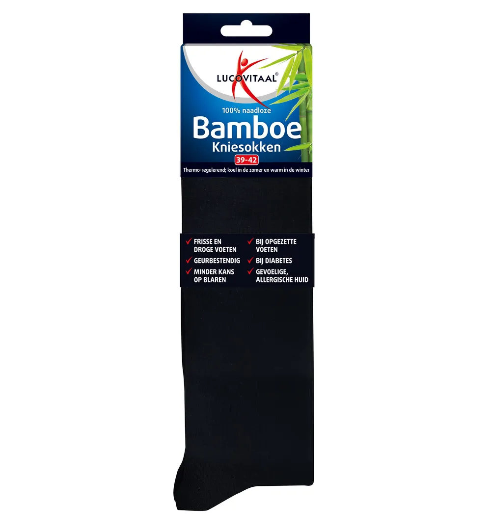 Lucovitaal Bamboe Kniesokken Zwart 39-42 (1 Paar)