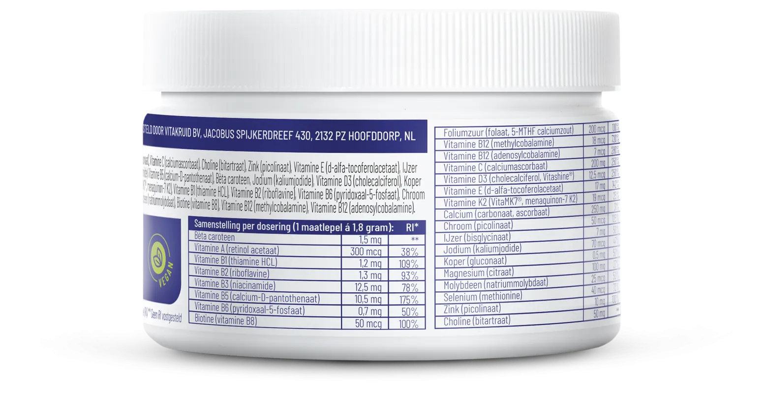 Vitakruid Multi Basis Vegan Poeder Met Natuurlijke Vormen (163 gr) - image 2