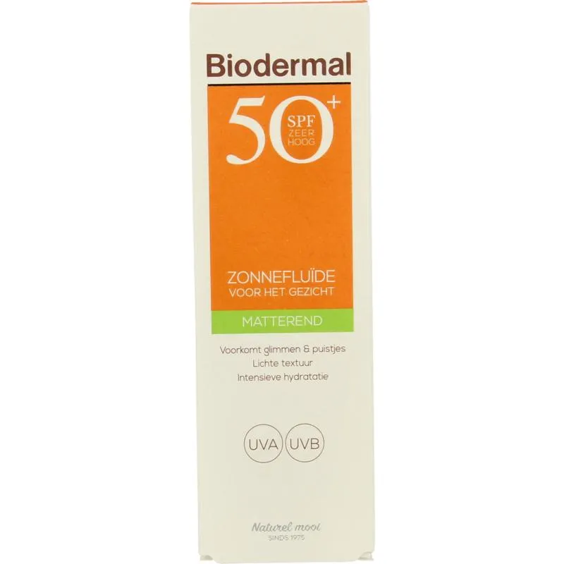 Biodermal Zon fluid matterende zonnefluide SPF50+ (40 ml)