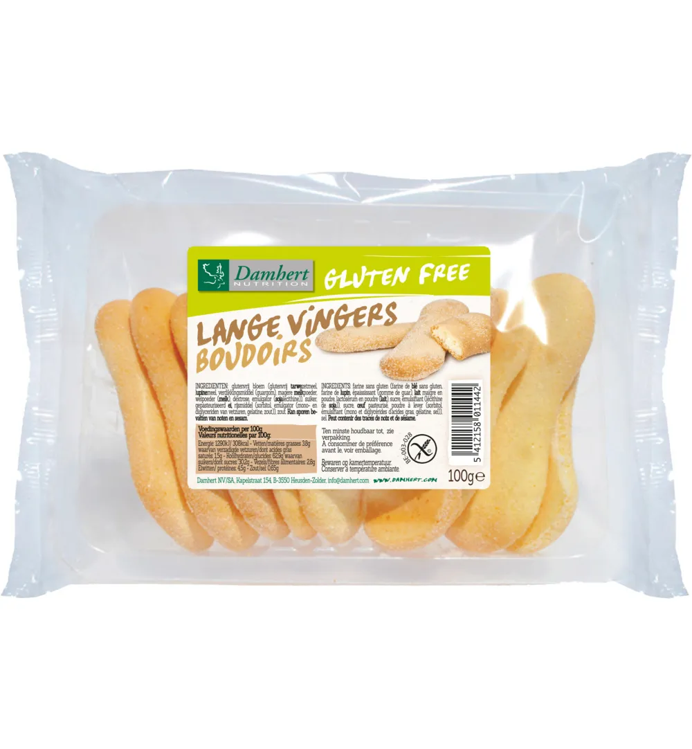 Damhert Lange vingers koekje glutenvrij (100 gr)