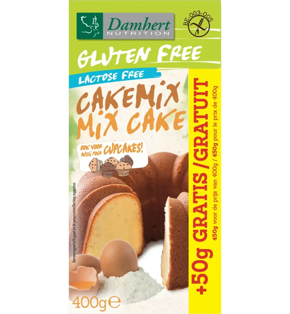 Damhert Cakemix glutenvrij met 50gram gratis (400 gr)