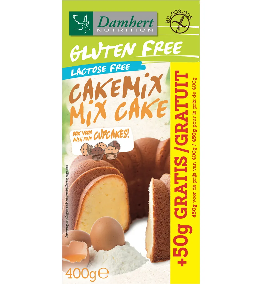 Damhert Cakemix glutenvrij met 50gram gratis (400 gr)