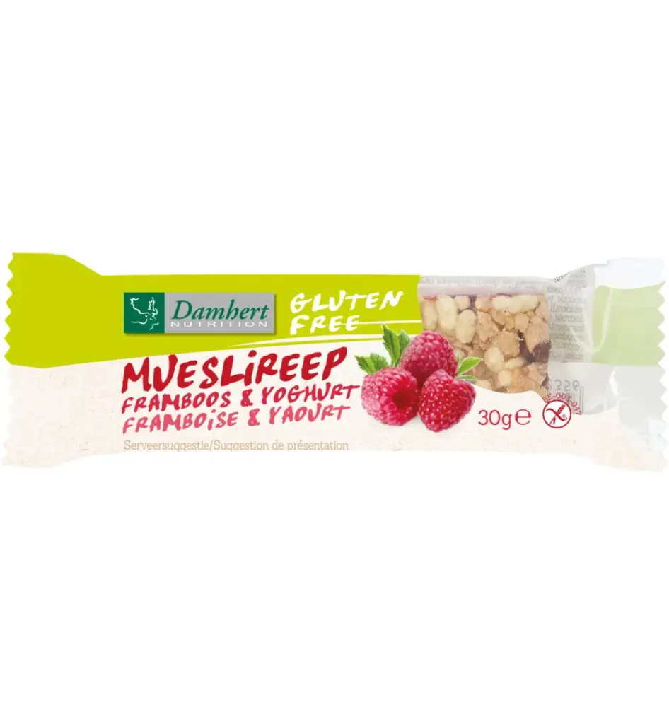 Damhert Mueslireep Framboos Glutenvrij (30 gr)