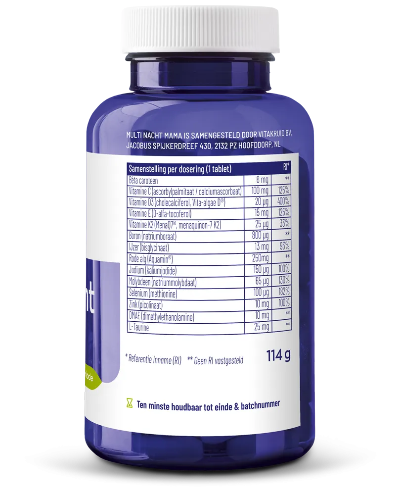 Vitakruid Multi Nacht Mama 100% Vegan (90 tabletten) - image 2