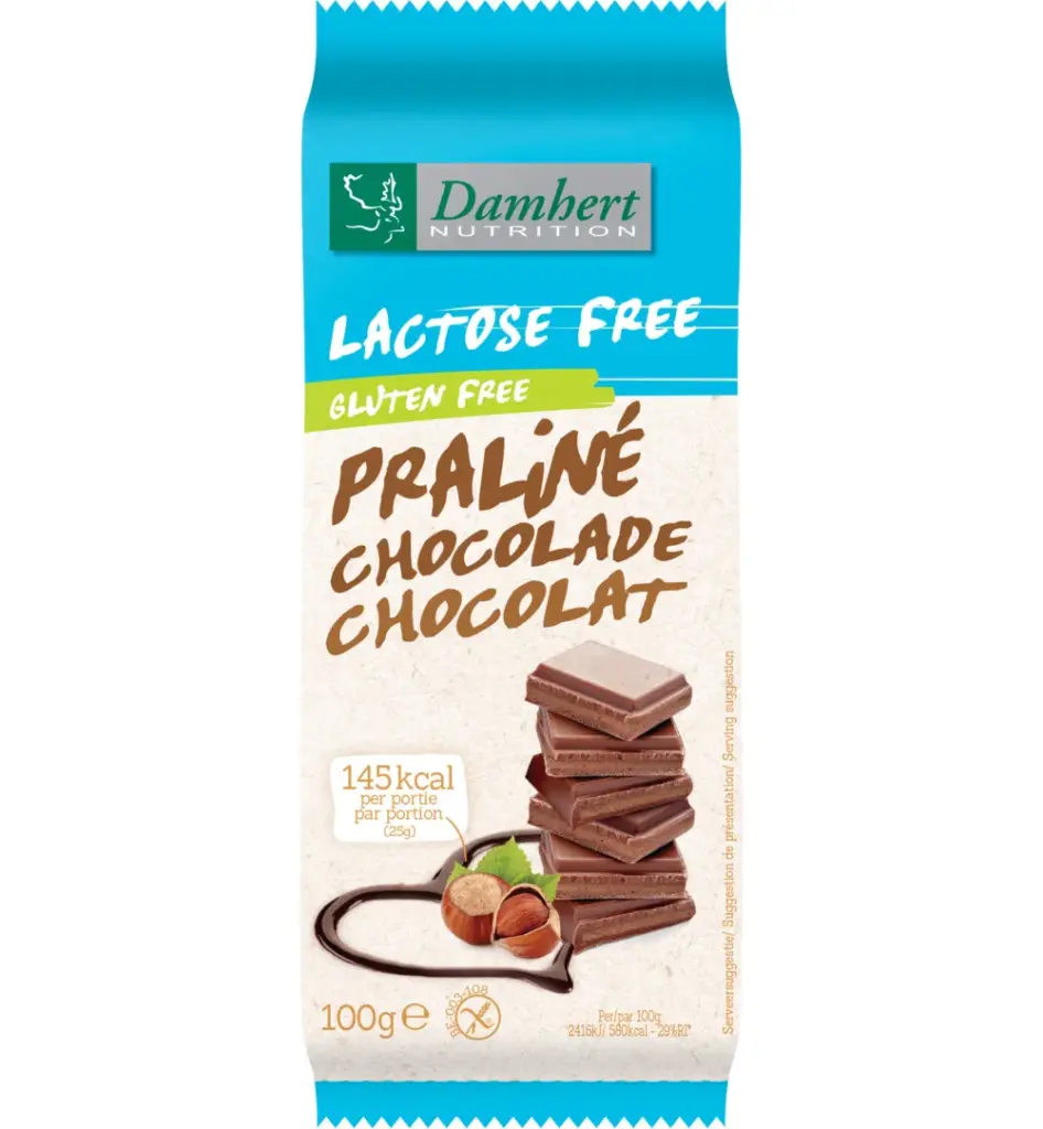 Damhert Chocoladetablet Praline Lactosevrij (100 gr)